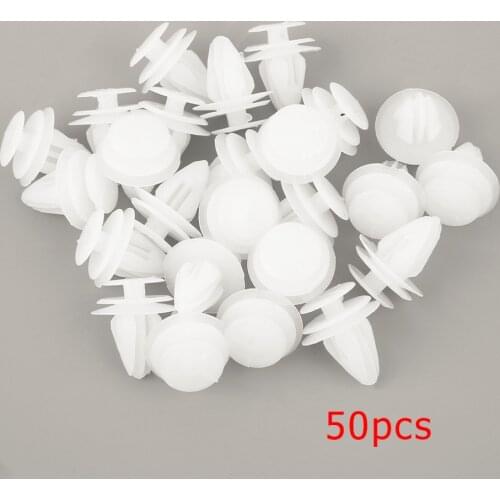 50 Pcs 8mm Universal Automobile Bumpers Hole Plastic Push Screw Rivet Door Buckle Panel Fixings Clips White For Car Auto