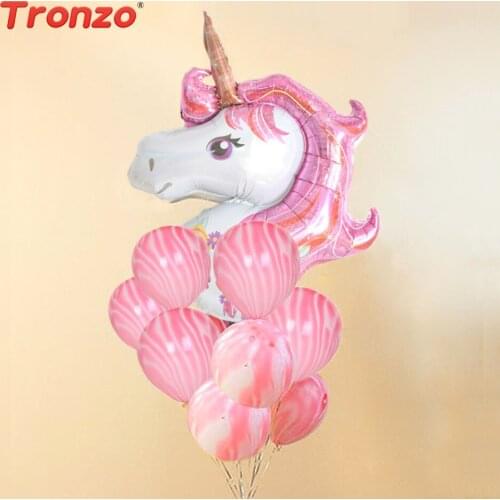 Tronzo 6pcs/set Unicorn Balloons Birthday Party Decorations Kids Colorful Birthday/Agate/Air Balloons Unicorn Party Decorations