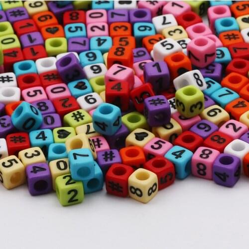 6x6mm Mix Arabic Numerals Acrylic Beads Square Loose Spacer Beads Jewelry Making diy Necklace Bracelet Accessories