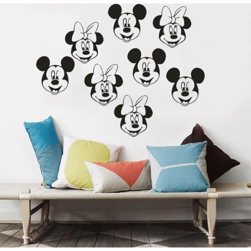 8pcs/set Disney Mickey Minnie Mouse Wall Stickers For Kids Room Glass Cups Accessories Art Mural Decoration DIY PVC Wall Decals