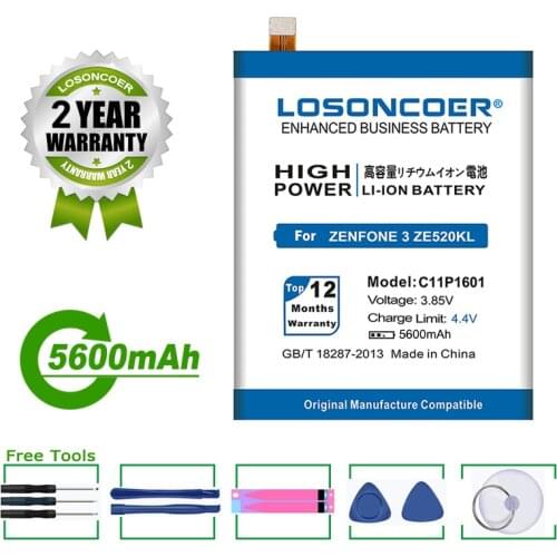 LOSONCOER Battery 5000mAh C11P1601 Battery For ASUS ZENFONE 3 ZE520KL Z017DA For ZenFone live ZE520KL ZB501KL A007