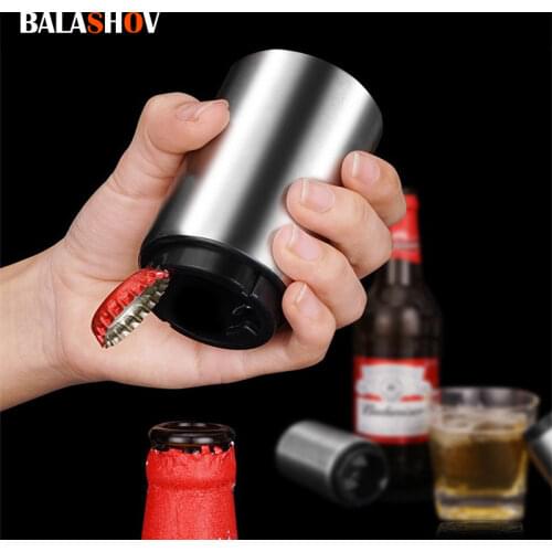 Automatic Beer Bottle Opener,Magnetic Stainless Steel Beverage Bottles Wine Openers Jar Opener Kitchen Gadgets Bar Supplies