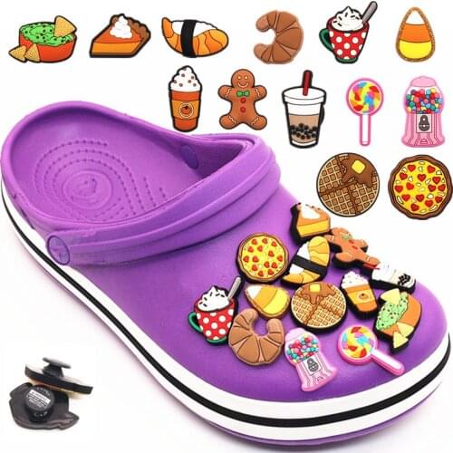 Free shipping 6pcs/set Simulation Food Shoe Charms Decoration PVC Novelty Cute Shoes Accessories fit JIBZ Party X-mas Kids Gifts