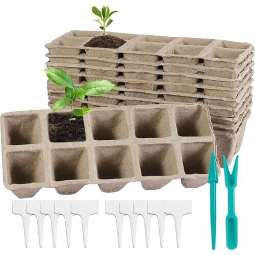 10Pcs 10 girds Paper Pot Plant Starters Seedling Herb Seed Nursery Cup Kit Organic Biodegradable Eco-Friendly Home Cultivation