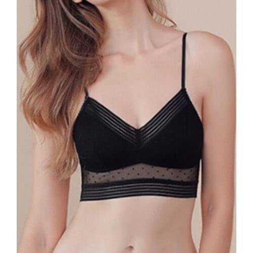 Backless Strapless Bra Push Up Plus Size Women Bralette Wire Free Sexy Lace Thin Dots Mesh Lingerie Brassiere Low Back Underwear