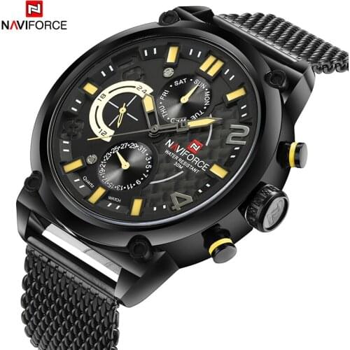 NAVIFORCE Top Brand Luxury Men Watch Date Week Display Sport Mens Watches Military Business Genuine Quartz Male Clock Gift 9068
