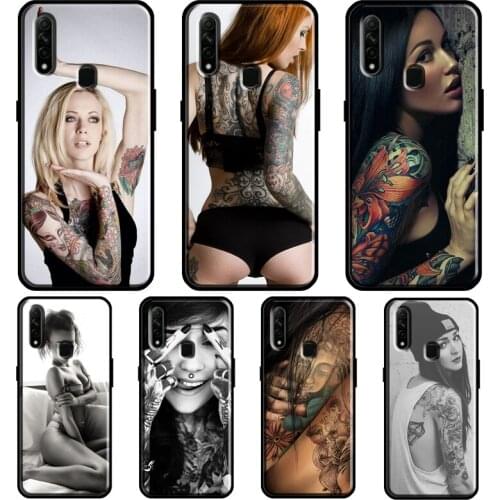 Sexy Sleeve Tattoo Girl For OPPO Find X3 Pro A5 A9 A53 A31 2020 A1K A3S A5S A15 A52 A72 A83 A91 F5 Reno 2 Z Case