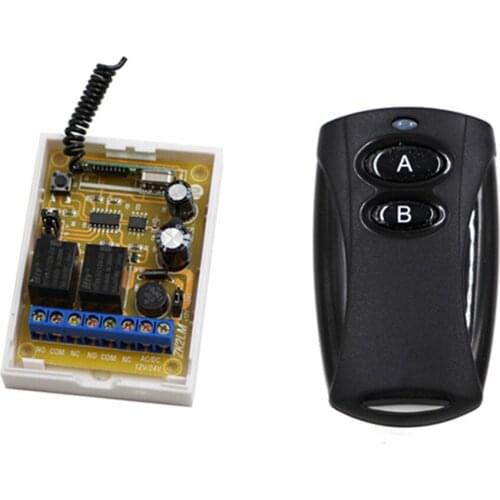 DC 12V DC 24V 10A 2CH Learning Code RF Wireless Remote Control Switch System Black 1X Transmitter + 1 X Receiver Module Hot Sale