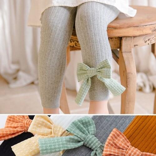 Spring autumn new children girls toddlers baby leggings cotton cute bow fashion casual pants for kids girls knitted trousers