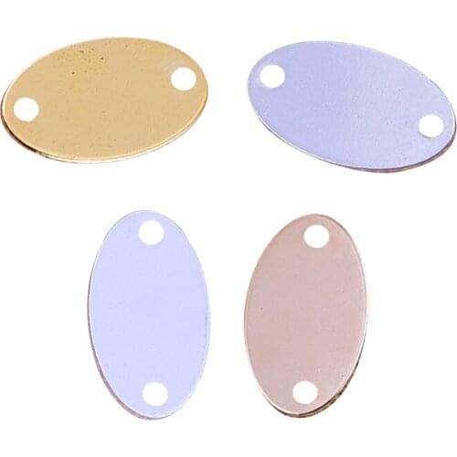 Double Hole Smooth Brass Oval Plating Multicolor Material Necklace Pendant Tag DIY Jewelry Accessories 20pcs