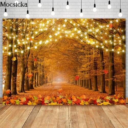 Autumn Golden Maple Forest Photoshoot Backdrop Newborn Baby Kids Birthday Portrait Professional Photography Backgrounds Studio