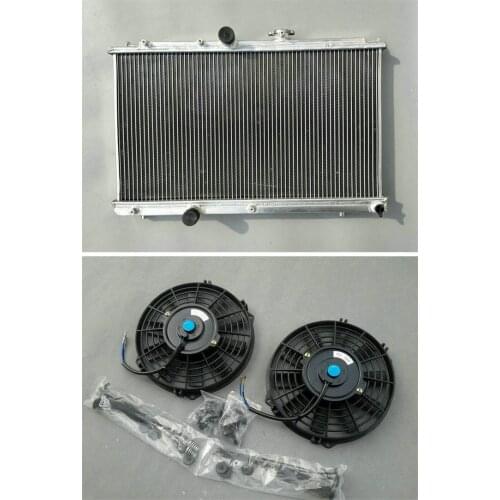 Aluminum Radiator + 2*Fan For Toyota Corolla AE101 4A-FE 7A-FE 1992-1997 1992 1993 1994 1995 1996 1997
