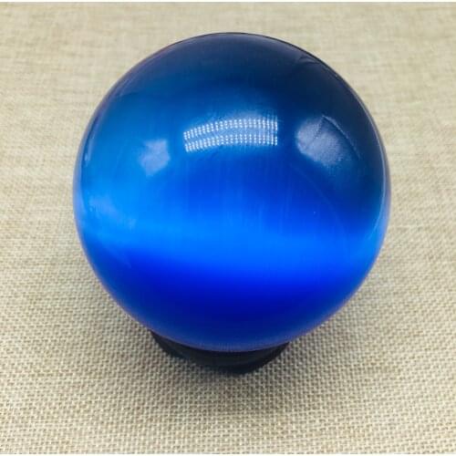 Hot Vender ASIAN QUARTZ AZUL PROFUNDO CAT EYE BOLA de CRISTAL ESFERA 80 MM + SUPORTE