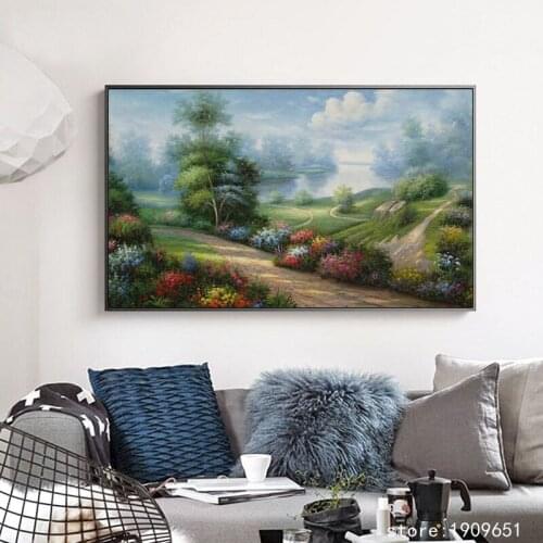 Cotton no frame classical tree road forest landscape canvas printings oil painting printed on cotton wall art decoration picture