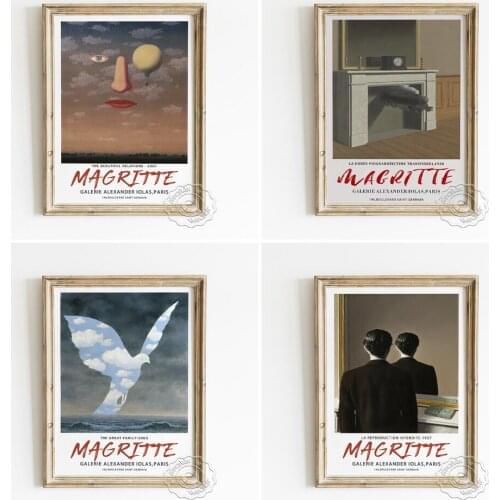 Rene Magritte Surrealism Exhibition Museum Poster, Not To Be Reproduced Canvas Painting, Time Transfixed Wall Picture Home Decor