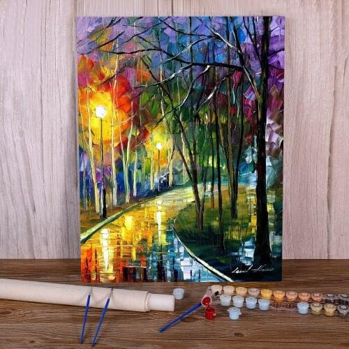 Night Rain Painting By Numbers Set Acrylic Paints 40*50 Canvas Painting Wall Paintings Crafts Adults Handiwork Handicraft