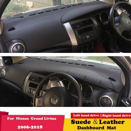 For Nissan Grand Livina X-Gear Geniss 2007 2009-2015 Leather Dashmat Dashboard Cover Sunshade Carpet Dash Mat Accessories Suede