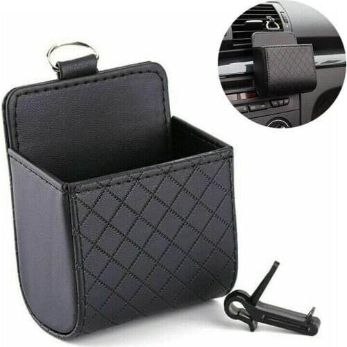 Car Storage Bag Air Vent Dashboard Tidy Hanging Leather Organizer Box Glasses Phone Holder Storage Box Car Automobile Accessory