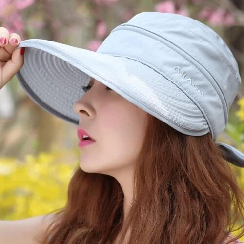 Fashion Summer Sun Hat For Women Girls Anti-Uv Visors Caps Sunscreen Wide Brim Folding Beach Travel Hiking Hats