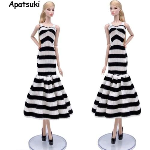 Zebra Fashion Doll Clothes For Barbie Doll Dress Mermaid Fishtail Outfits Long Party Gown 1/6 Dolls Accessories Toy