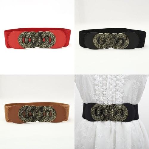 Fashion Waist Belts Women Fashion Lady Solid Stretch Elastic Wide Belt Dress Adornment For Women Waistband