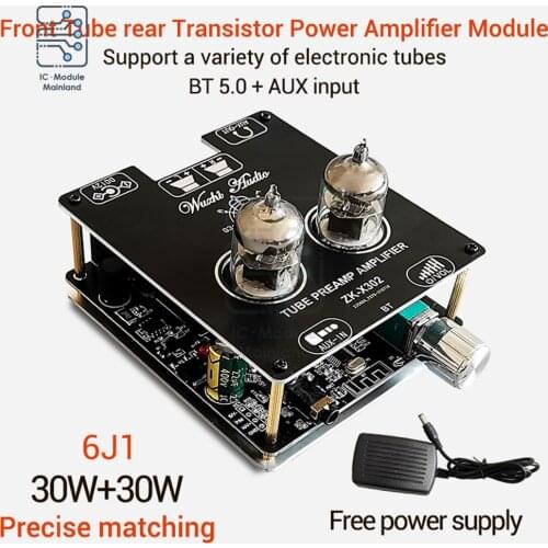 DC12V ZK-X302 Power Amplifier Module Bluetooth Aux Input 6J1 6J2 Tube Power Amplifier Board Module HIFI Power Supply