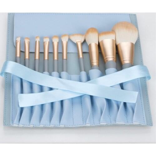 10Pcs Makeup Brushes Set With Bag Blue Handle Foundation Powder Eyeshadow Contour Blush Brush Cosmetic Beauty Make Up Kits