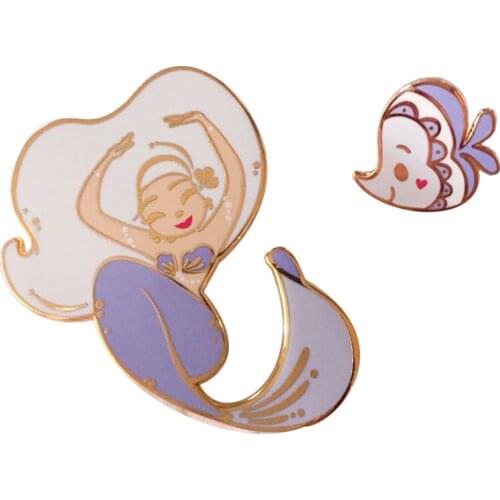 Girl and fish pin set