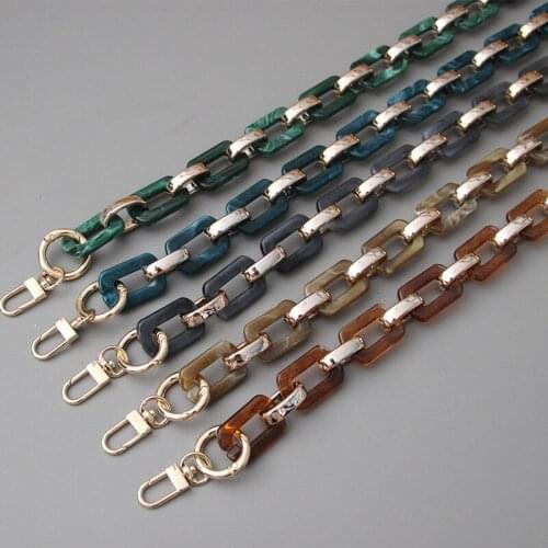 New Fashion Woman Bags Accessory Chain Green Brown Leopard Acrylic Metal Chain Luxury Strap Women Shoulder Clutch Handle Chain