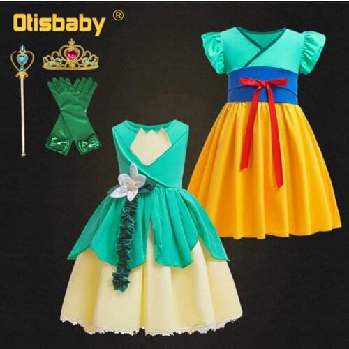 New Year Party Christmas Tiana Dress for Baby Girls Mulan Dress Up 1 2 3 4 5 6 Years Toddler Cotton Clothing Fantasia Infantil
