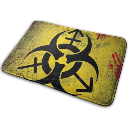 Biohazard Danger ? Gender Ideology Poster Mat Rug Carpet Anti-Slip Bedroom Entrance Door Mat Portugal Biohazard Yellow Horror