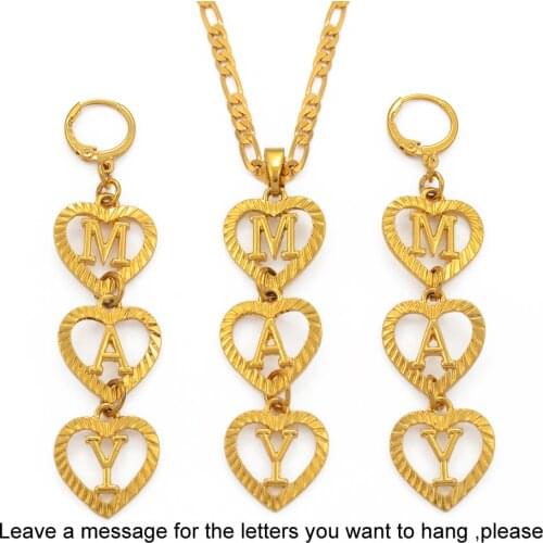Anniyo (Put 3 Letter) Personalize Name Letter Initial Necklace Earrings Customize Alphabet Jewelry Sets Guam Chuuk #104506