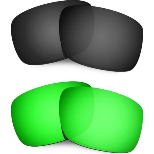 HKUCO For Drop Point Sunglasses Polarized Replacement Lenses - Black&Green 2 Pairs