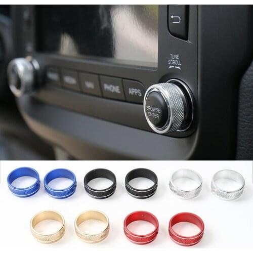 SHINEKA Car Interior Audio Sound CD Volume Tune Adjust Knob Switch Button Decoration Cover Ring for Jeep Renegade 2015-2018