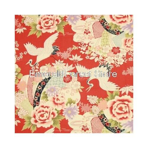 Crane printing fabric, handmade DIY bag clothing dress baby clothes fabric cotton 90cmx110cm