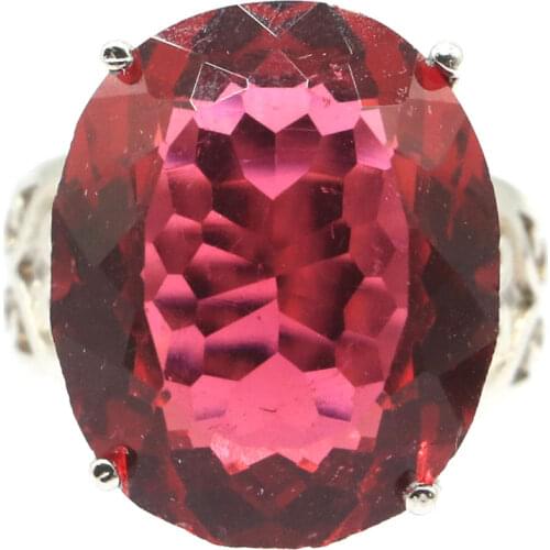 23x21mm SheCrown Multi Color 5.3g Garnet Violet Tanzanite Peridot CZ Bride Weddings 925 Sterling Silver Rings Eye Catching