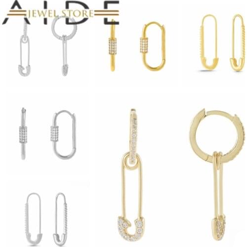 Aide oorbellen zilver 925 Geometric Hoop Earring For Women 925 Sterling Silver Unique Design Paperclip Earrings Birthday Gift