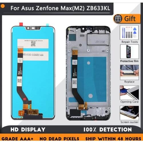 6.26" for ASUS Zenfone Max M2 LCD ZB633KL ZB632KL X01AD LCD display touch screen digitizer assembly, frame, free tool