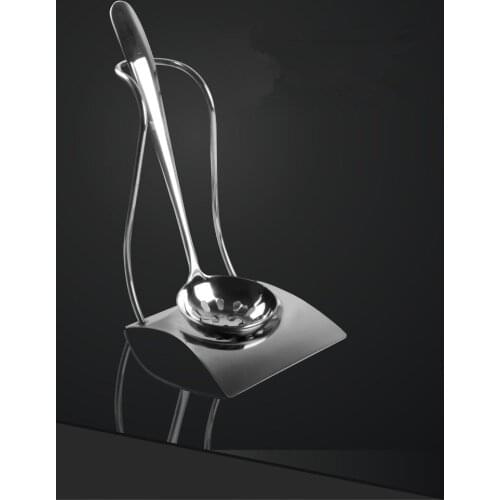 1PC Creative Kitchen Cooking Tools Stainless Steel Soup Spoon Holder For Home Kitchen Spoon Rests Pot Clips OK 0655