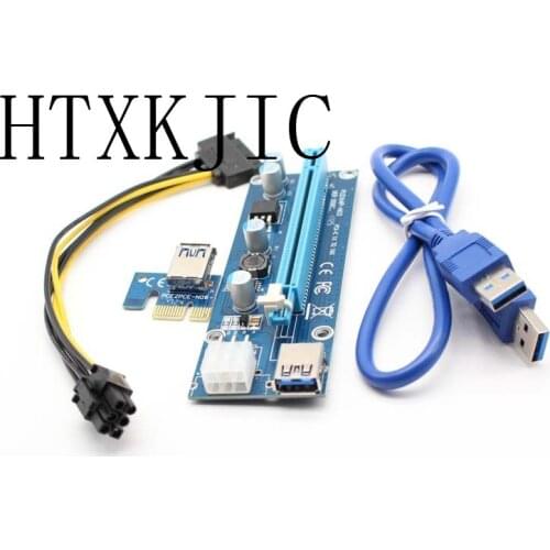 100sets/Lot VER 006C PCIe PCI-E PCI Express Riser Card 1x to 16x PCI-E Risers 6Pin Power for BTC Miner Machine Cable