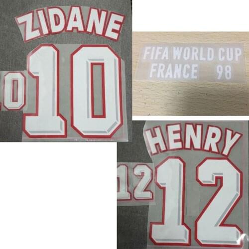 1998 Zidane Nameset Henry Name Number Velvet Felt Lextra Zidace Printing And 1998 Final Match Details Patch