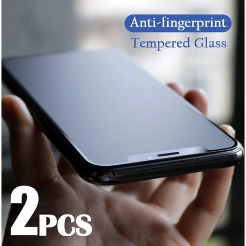 2Pcs No fingerprint Matte Screen Protector for iPhone 11 12 Pro X XS Max Tempered Glass iPhone XR 6S 7 8 Plus SE 2 Frosted Glass