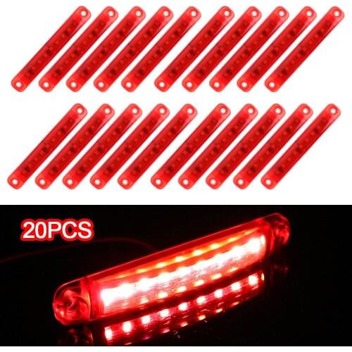 20Pcs/set Side Marker Lights Red 9 LED 12-24V Lamps Parking Lights Tail indicators Parking Lights For Bus Truck Trailer