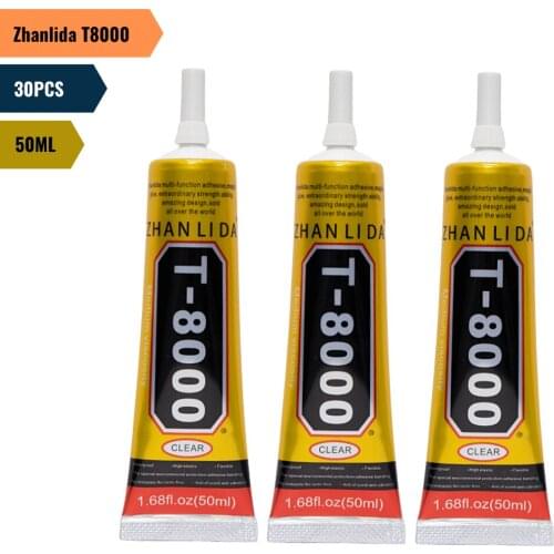 30PCSZhanlida T8000 50ML Clear Contact Cellphone Tablet Repair Adhesive Electronic Components Glue With Precision Applicator Tip