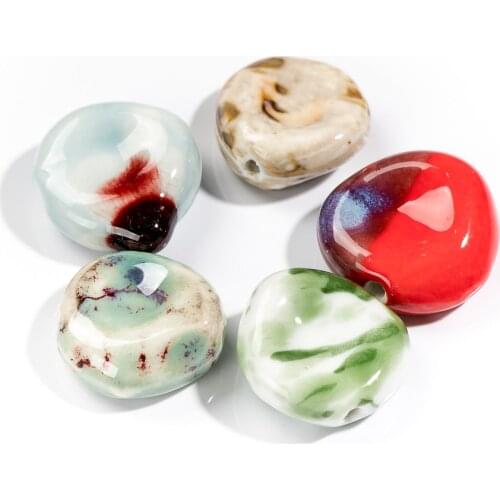 14#2pcs Abstract Irregular Special Shape Ceramic Retro Beads Fine Porcelain Accessories #8A41610