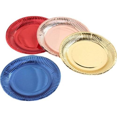 40Pcs Hot Stamping Disposable Tableware Baby Shower Birthday Decoration Party Plate Supplies