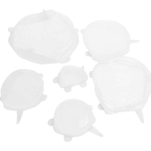6Pcs Food Sealing Lid Expandable Reusable Vegetable Fruit Sealing Cover for Kitchen Use