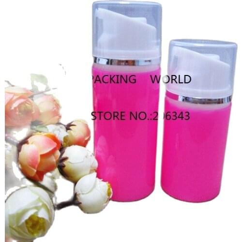 80MLpink plastic airless bottle with white pump silver line transparent lid for serum/lotion/foundation Cosmetic Packaging