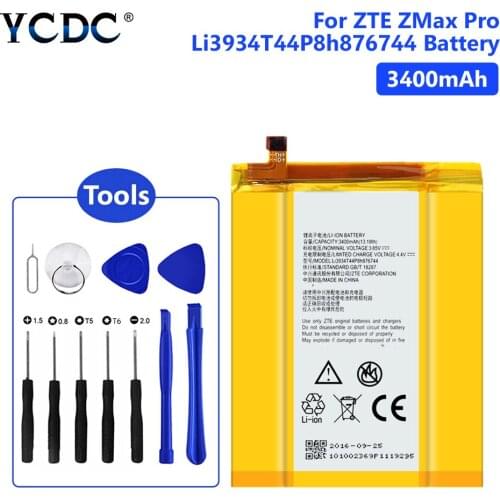 3400mAh Li3934T44P8h876744 Mobile Phone Battery For ZTE Grand X Max 2 Z988 Z981 Batterie Li-ion Bateria Accumulator+Repair Tools