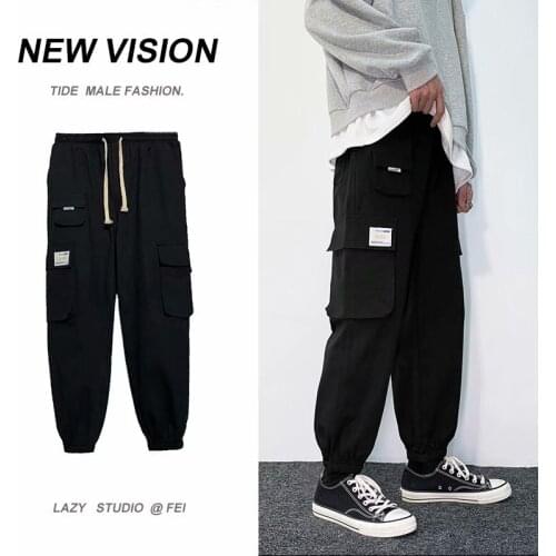 New Mens Pants Harajuku Fashion Japan Streetwear Jogger Pants Men Casual Men Clothing Elastic Waist Cargo Pants Men Trousers